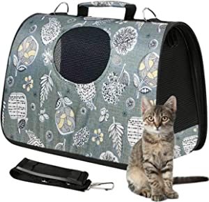 Transportadora para Perro y Gato, bolsa plegable portátil para mascotas, bolsa de viaje cómoda y transpirable para mascotas con aberturas laterales y correa de transporte, perfecta para perros y gatos pequeños