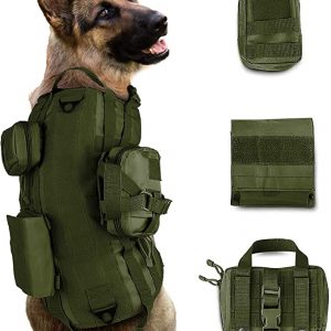 Chaleco Tactico para Perro Pechera Militar Canino con Bolsillos de Almacenamiento Correas de Ajuste Excelente para Excursiones Resistente Mascotas Arnes Perro Grande