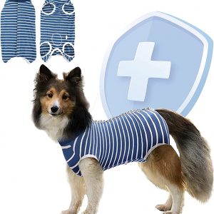 Traje de recuperación para perro, Traje quirurgico perro con dobladillos y bordes elásticos