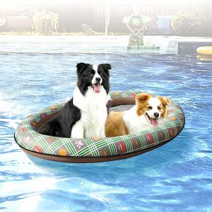 Flotador Inflable para Mascotas, Flotadores Inflable Plegable Ligero y Portátil, Balsa Flotante de Piscina Fáciles de Instalar, Hecho de Material PVC y Tela Oxford para Pequeños y Psicina Grande, Adecuado para Perros Adultos, Cachorros, Gatos
