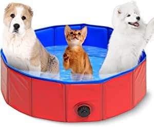 Piscina plegable para perros y mascotas, Bañera portátil de PVC baño para mascotas grandes