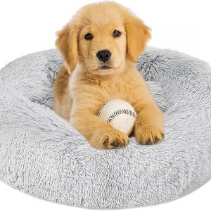 Cama Esponjosa Cama para Perros Gatos, Antiestres, Soporte para Cabeza